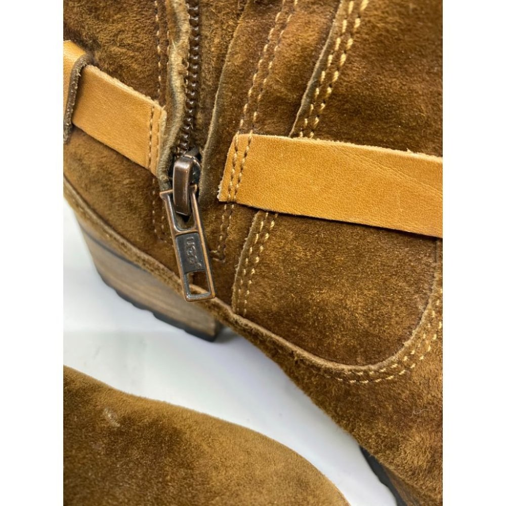 UGG Brown Leather Boots Size 6 - Picture 6 of 10